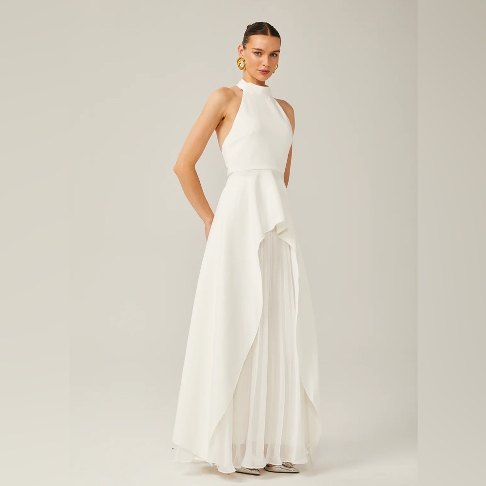 NWT INÉS HALTERNECK LAYERED LONG DRESS - Picture 2 of 7